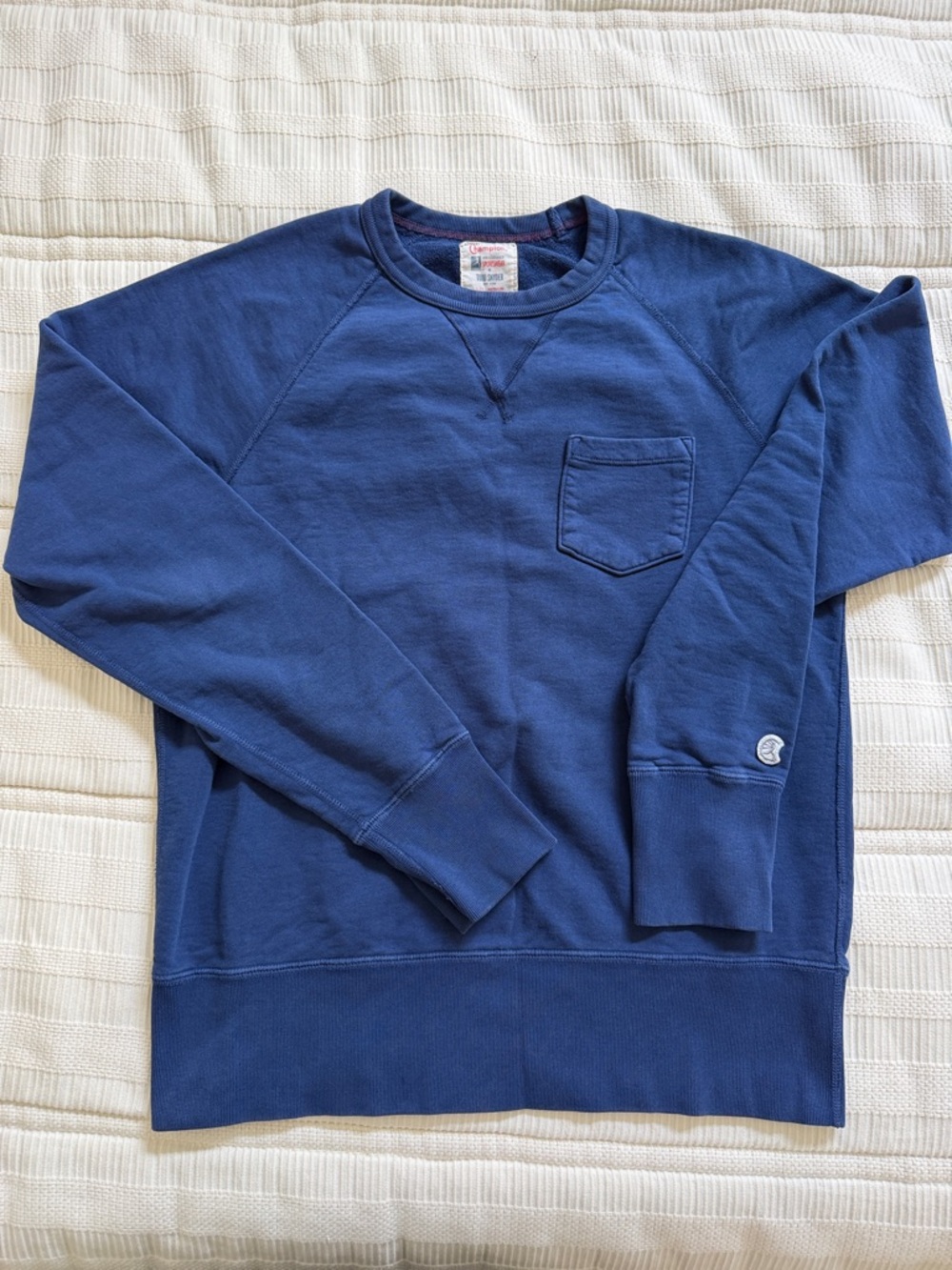 Todd Snyder Navy Blue Crewneck Sweatshirt with Chest Pocket